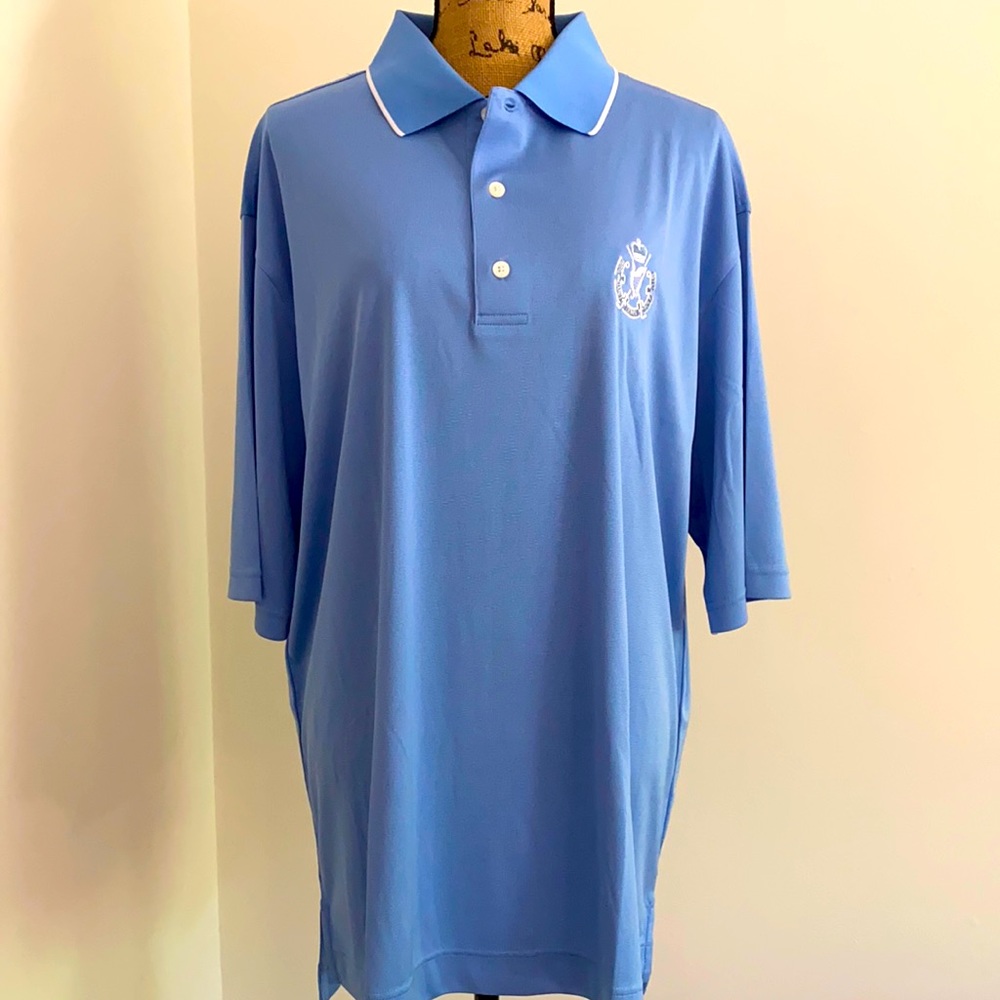 NEW FJ Footjoy Golf Polo Short Sleeve Performance Athletic Blue Shirt